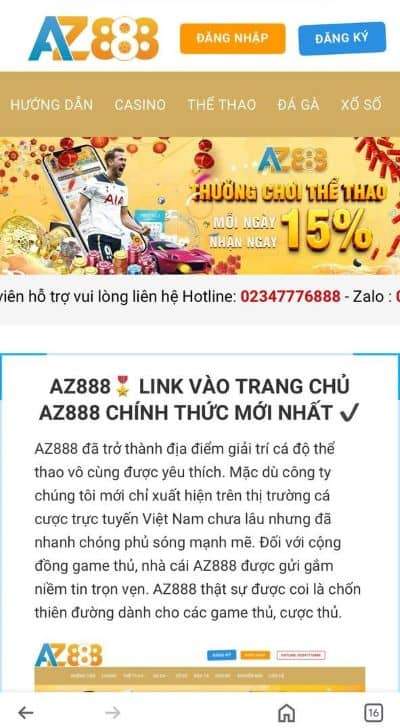 Truy cập vào trang web chính thức của AZ888